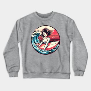 Cute retro surfer girl Crewneck Sweatshirt